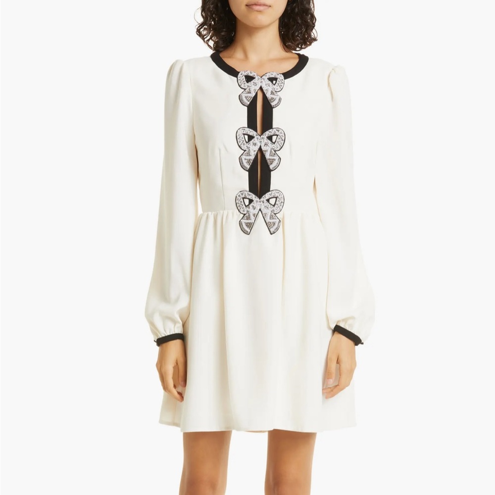 NWT Saloni Camille Beaded Bows Mini Dress Size US 2